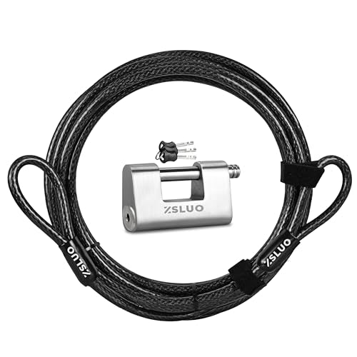 Heavy Duty Padlock & Steel Cable Combo - 10mm Anti-Cut Security Bundle with 304 Stainless Steel Lock, 30ft Braided Cable for Gates, Sheds, Motorcycles - Pack of 1 Set