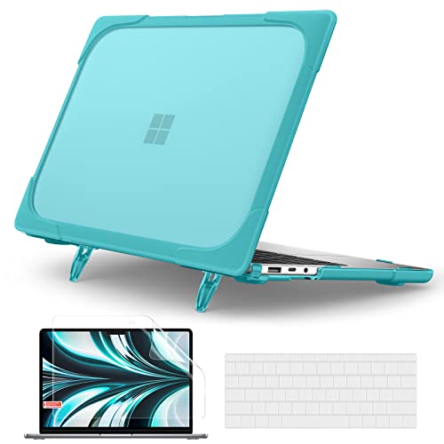 Batianda Durable Stand Case for Microsoft Surface Laptop 13.5 Inch, Blue | Fits Surface Laptop 3/4/5 13.5" with Alcantara Palm Rest, Heavy Duty Ergonomic Foldable Stand, TPU Bumper, Matte Hard Shell - color: Light blue, size: with Alcantara material Palm
