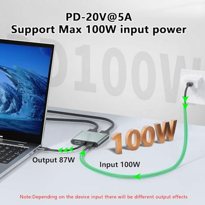 USB C to Dual HDMI Adapter - 4K@30Hz Dual Monitor HDMI Adapter | USB to HDMI Adapter with 100W PD Charging, USB3.0 5Gbps & Thunderbolt 3 Compatible for Laptop/Tablet
