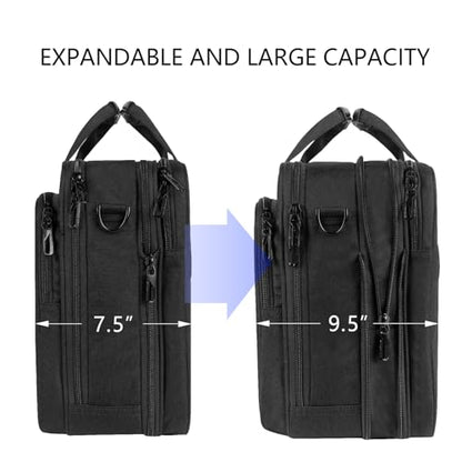 VANKEAN Laptop Briefcase Premium Laptop Case Fits Up to 17.3 Inch Business Shoulder Bag Laptop Expandable Water-Repellent Messenger Bag for Men/Women Computer Bag for Travel/Business/Black-Black - color: Black-black