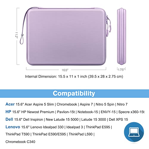 FINPAC 15.6-inch Hard Laptop Sleeve Case Lilac + Travel Electronic Bag Pink