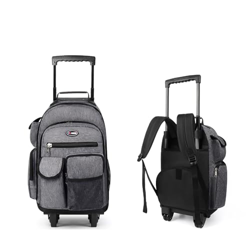 20" 2-in-1,Wheeled Travel Luggage Bag w/Telescopic Handle | Rolling Travel Luggage w/2 Wheels,Trolley Suitcase,Spacious Storage Design,2560-20''-Grey - color: JH-2560-Grey-20