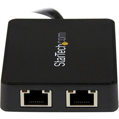 StarTech USB 3.0 Dual Gigabit Ethernet Adapter, w/USB Port (USB32000SPT) | 10/100/1000Mbps, USB Gigabit LAN Network NIC Adapter, With USB Port - color: Black, style: Black