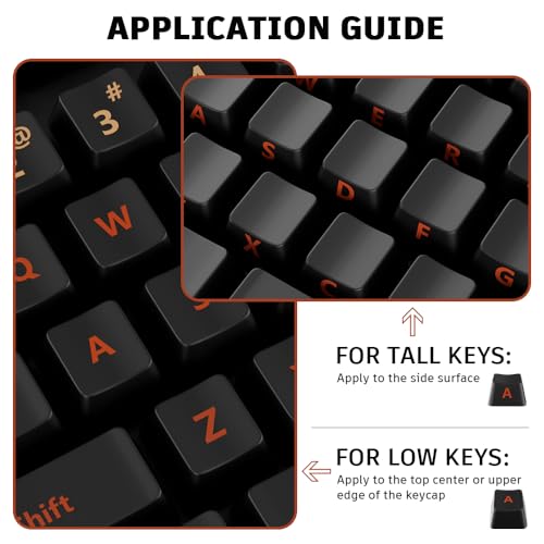 ProElife Gradient Keyboard Letter Stickers with Tweezer, Full-Key, Orange | English Transfer Printing Peel-Off Film, Leave English Letters on Keys, Keyboard Letters Replacement Stickers for Desktop - color: Orange