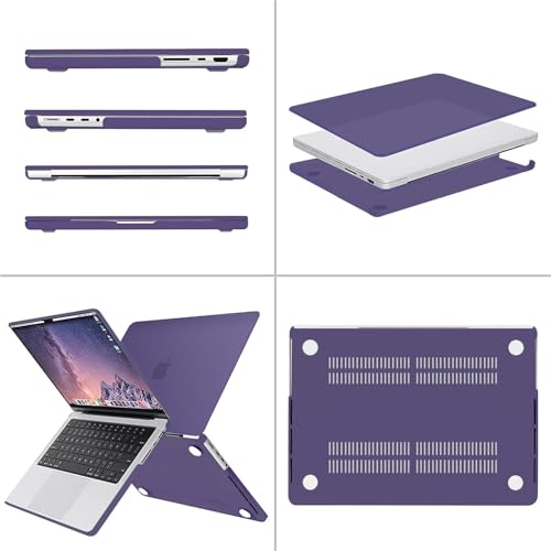 MOSISO Compatible with MacBook Pro 14 inch Case M5 2026 M4 2025 M3 M2 M1 2024-2021 A3427 A3426 A3434 A3112 A3185 A3401 A2918 A2992 A2779 A2442,Hard Case&Keyboard Skin&ScreenFilm&Pouch, Imperial Purple - color: Imperial Purple