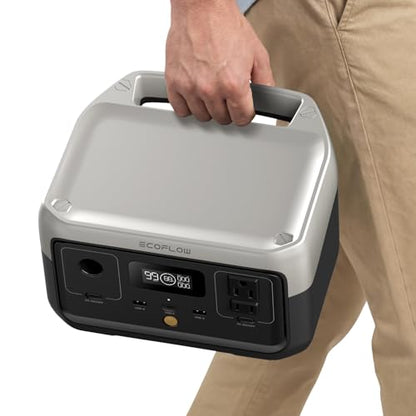 EF ECOFLOW Portable Power Station RIVER 2, 256Wh LiFePO4 Battery/ 1 Hour Fast Charging, 2 Up to 600W AC Outlets, Solar Generator (Solar Panel Optional) for Outdoor Camping/RVs/Home Use | 1 Hr Fast Charging, LiFePO4 Battery,Up to 600W Solar Generator for O