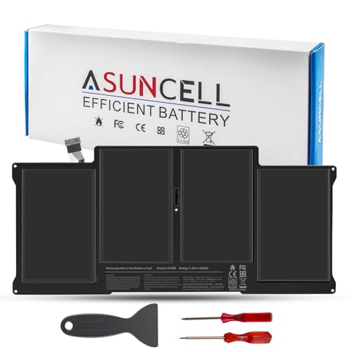 ASUNCELL A1466 A1405 Laptop Replacement Battery for MacBook Air 13 inch A1466 (Mid 2012, Mid 2013, Early 2014, Early 2015,2017) A1369(Late 2010, Mid 2011 Version) 7.6V 55Wh - color: A1466