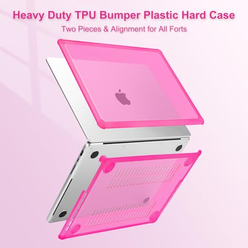 MOSISO Compatible with MacBook Pro 14 inch Case M5 M4 M3 M2 M1 2026-2021 | 3 in 1 Kit Anti-Crack Hard Shell with TPU Bumper, A3427 A3426 A3434 A3112 A3185 A3401 A2918 A2992 A2779 A2442, Bright Rose - color: Bright Rose