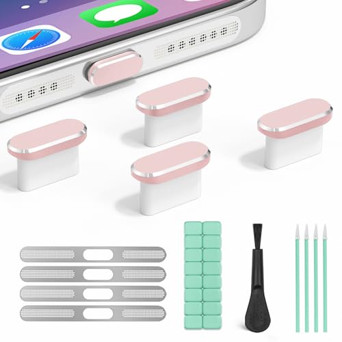 USB C Dust Plug & Speaker Dust Mesh, Joremx 4 Pack Type C Charging Port Covers for iPhone 17/17 Pro/16/16 Plus/16 Pro/16 Pro Max/15/15 Pro Max, Anti-Dust Phone Accessories (Rose Gold) - color: AA-Rose gold