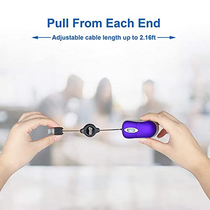 EEEKit 2 Pack Mini Retractable Cable USB Optical Mouse, Purple, Unisex - color: Purple