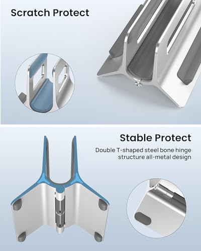 Vertical Laptop Stand for Desk, Gravity Auto Lock Vertical MacBook Stand, Aluminum Laptop Vertical Dock Stand Holder Compatible with MacBook Pro, MacBook Air, Silver - color: Silver