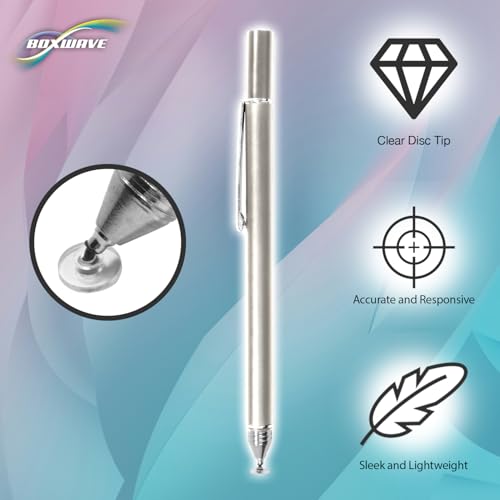 BoxWave Stylus Pen Compatible with HP EliteBook 840 G5 - FineTouch Capacitive Stylus, Super Precise Stylus Pen - Metallic Silver