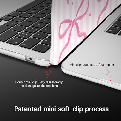 for 2026 MacBook Air 13-inch Laptop Case M5 2026 M4 2025 M3 2024 M2 2022 Release Model A3449 A3240 A3113 A2681, Hard Shell Cover for MacBook Air 13.6 inch, Bows-Stripe - color: Bows-Stripe