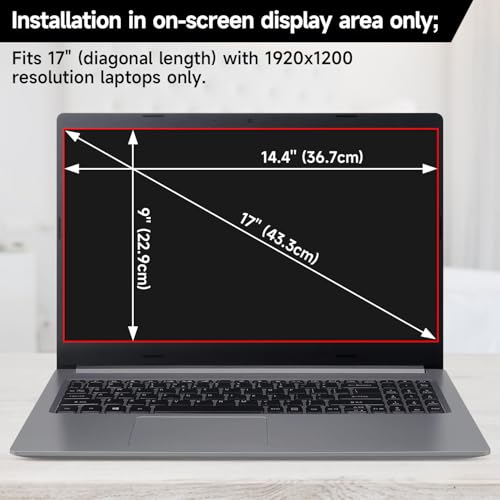 17 Inch 1920x1200 Laptop Privacy Screen (367 * 229mm), Anti Blue Light Glare & Anti Scratch Computer Privacy Shield, Not for 17.3" with 1920x1080 Resolution Laptop - size: 17 Inch (Diagonal) - 16:10 Aspect Ratio