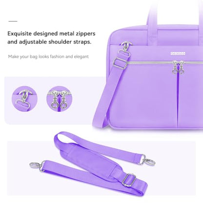 Ferkurn Laptop Bag Case Women Men Computer Bag Compatible with MacBook/HP/LG/Dell, Shoulder Strap Slim Carrying Messenger Briefcase, Purple, 14 Inch - color: Purple, size: 14 inch