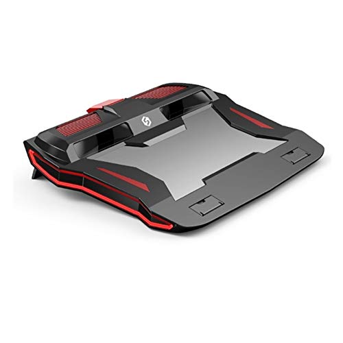 RGB Game Laptop Cooler Adjustable Notebook Bracket 3000 RPM Powerful Air Flow Cool Pad 12-17 Inch Laptop(Red) - color: Red