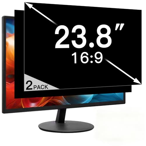 2 Pack 23.8 Inch Privacy Screen for Computer Monitor 16:9 Aspect Ratio, Eye Protection Anti Glare Computer Screen Cover, Removable Anti-Scratch Computer Screen Privacy Shield for 23.8'' Monitor - size: 23.8 Inch (16:9)