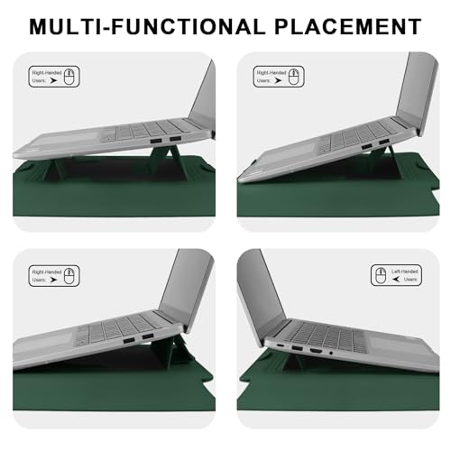 HoYiXi 13.3'' /13.6'' Laptop Sleeve Case PU Leather with Stand Compatible with MacBook Pro 14/MacBook Air 13(M1 M2)/ASUS Vivobook 14/Dell XPS 13/ASUS Matebook,13-14'' Laptop Bag,Dark Green - color: Dark green, size: 13.3'' / 13-14 Inch Laptop