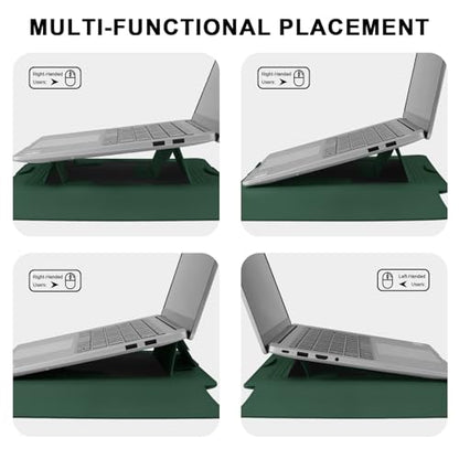 HoYiXi 15.6" Laptop Sleeve Case PU Leather with Stand Compatible with MacBook Pro 16/15.4'' MacBook Pro 15, Mac Air 15/ Dell, Matebook,Asus,15-16'' Laptop Bag,(Patent Pending),Dark Green - color: Dark green, size: 15.6'' /15-16 Inch Laptop