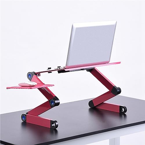 Laptop Stand with Fan, Lap Desk for Laptop with Cushion Laptop Stand with W Cooling Fan Mouse BOAD 360° Adjustable Foldable Laptop Desk Table Stand Holder for Home, Office, Bed - color: Rose Red