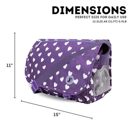 J World New York Terry Messenger Bag for Women Girls School Kids - color: Purple Heart