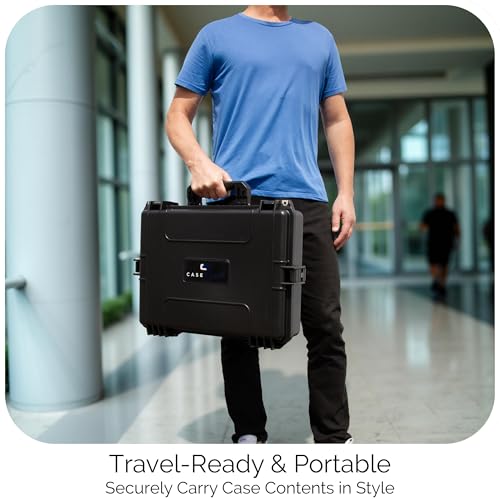 CASEMATIX Waterproof IP67 Laptop Hard Case for 15.6-17.3 inch Gaming Laptops & Accessories - Heavy Duty Hard Laptop Case with Foam Compatible with Asus Acer MSI Alienware Gaming Models & More