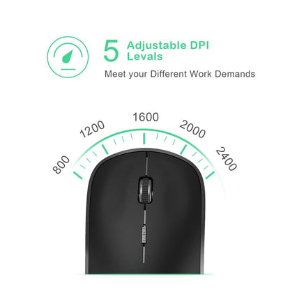 JOYACCESS Wireless Mouse for Laptop, J 2.4G Slim Portable Wireless Silent Mouse, 5 Adjustable DPI, Computer Mouse Wireless with USB Receiver for Desktop,PC,Notebook,MacBook,Chromebook (Black) - color: Black