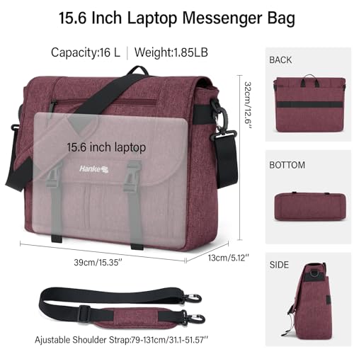 Hanke 15.6 Inch Laptop Messenger Bag for Men & Women, Large Crossbody Satchel Work Bag - color: Purple
