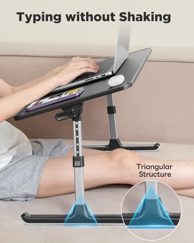 SAIJI Book Stand for Reading Hands Free with Page Paper Clips in Bed Laptop Desk Table | Laptop Desk Table, Portable Lightweight Lap Desk Tray for Writing Eating Breakfast on Couch Sofa Floor (20.5"x11.8",Black)