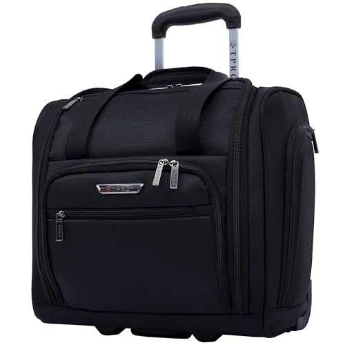 TPRC 15” Underseat Carry-On Luggage Airline Approved Personal Item with USB Charging Port, Black - color: Black