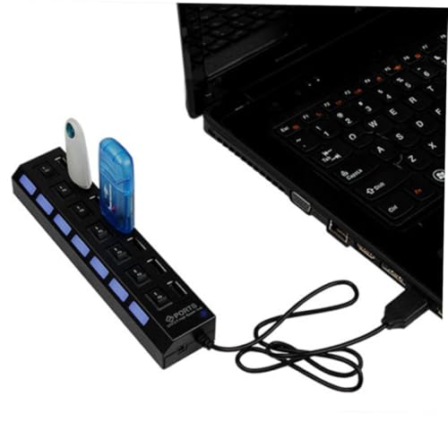 Toddmomy Port USB Hub with Individual Off Switches High-Speed Data Transfer Mbps Protection Multi Charger Hub for Laptop PC Desktop Black