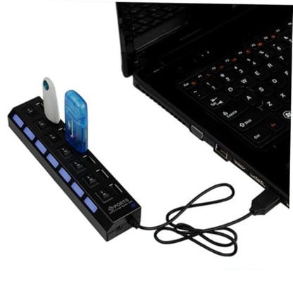 Toddmomy Port USB Hub with Individual Off Switches High-Speed Data Transfer Mbps Protection Multi Charger Hub for Laptop PC Desktop Black