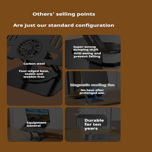 Laptop Stand for Desk,Laptop Cooling Stand,Portable Computer Desk | Adjustable Height,with Fan,360 Rotating Base,Metal Foldable,Fits with 10-17" Notebook