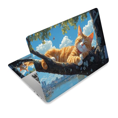 Universal Laptop Skin Sticker Decal,15.6 Inch Laptop Vinyl Cover for 13" 14" 15.6" Laptop,Scratch-Resistant Waterproof Protector Wrap,Reusable with Wrist Pads,Riverview Napping Cat - color: Riverview Napping Cat