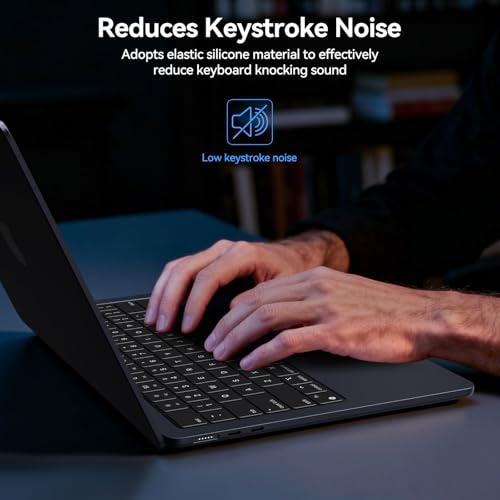 EooCoo Keyboard Cover Skin for MacBook Neo, Pro 14/16, Air 13/15, Black | Silicone, Anti Fingerprints & Dust, for 2026-2021 M5-M1 Pro/Max MacBook Pro 14/16, M5-M2 MacBook Air 13/15, MacBook Neo 13 - color: Black