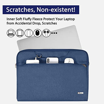 Voova Laptop Case 13 14 15 16 17 Inch with Shoulder Strap, Waterproof Laptop Bag Sleeve Slim Briefcase - color: Blue, size: 17-17.3 Inch