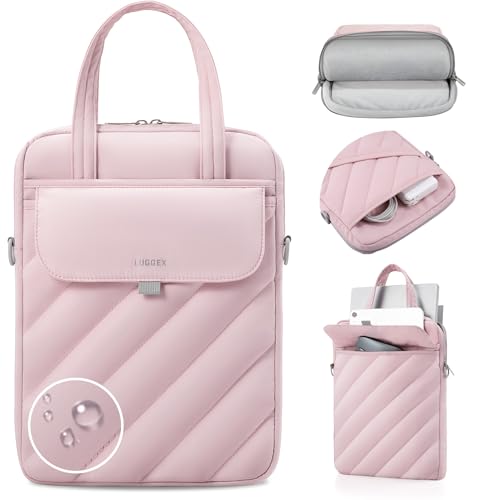 LUGGEX Puffy Laptop Sleeve Bag 13-14 Inch, LTX01 360° Protective Puffy Computer Carrying Cases with Tablet Pockets and Handle, Compatible with MacBook Air/Neo/Pro 13/14 Inch (LTX-Core, Pink) - color: Pink Vertical, size: 13-14 Inch for Macbook Air & Pro