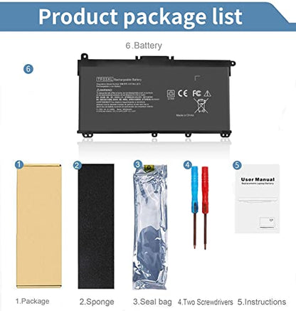 TF03XL 920070-855 Battery for HP Pavilion 15-CC 15-CD 14-CD 14M-CD 15-BF 15-CC023CL 17-AR050WM 15-cc154cl 15-CC060wm 15-CD040WM 14-BF050WM 14m-cd0001dx 14m-cd0003dx 920046-421 920046-121 - size: 7.5 x 4 x 0.25 inches TF03XL BATTERY