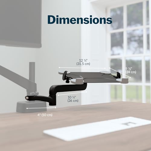Vari Laptop Holder for Monitor Arm – Adjustable Laptop Tray for Laptops up to 15.5” – Modular Add-On with 360° Rotation & Cable Management – Black - size: Laptop Holder