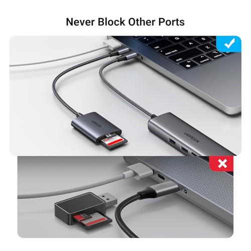 UGREEN USB C SD Card Reader, 2-in-1 Micro SD Memory Card Reader for TF SD Micro SD SDXC SDHC, USB SD Card Reader Type C Compatible with iPhone 17 16, Samsung Galaxy, MacBook, iPad, Trail Game Camera