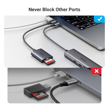 UGREEN USB C SD Card Reader, 2-in-1 Micro SD Memory Card Reader for TF SD Micro SD SDXC SDHC, USB SD Card Reader Type C Compatible with iPhone 17 16, Samsung Galaxy, MacBook, iPad, Trail Game Camera