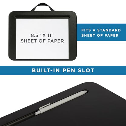 LAPGEAR Compact Lap Desk – Black, Fits 14" Laptops | Microbead Cushion, Built-In Pencil Slot, Carry Handle, Fits Standard Letter-Size Paper (8.5" × 11") - color: Black, size: 14″ Laptop (Compact)