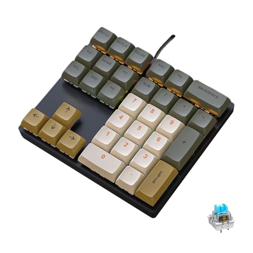 Mechanical Numpad Rainbow Backlit Clicky Blue Switches Wired USB Number Pad 33-Key NKRO Numeric Keypad with XDA PBT Keycaps External Keyboard Num Pad for Laptop, Mac - Brown Grey - color: Brown Grey - Blue Switch