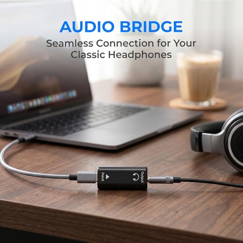 [2 Pack USB C to 3.5mm Headphone Jack Adapter, Type C Female to 3.5mm Female Digital Aux Audio Converter with DAC for PC, Tablet, Laptop, Microphone, Speaker