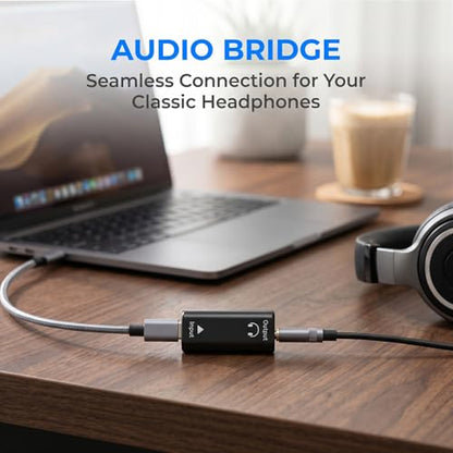 [2 Pack USB C to 3.5mm Headphone Jack Adapter, Type C Female to 3.5mm Female Digital Aux Audio Converter with DAC for PC, Tablet, Laptop, Microphone, Speaker