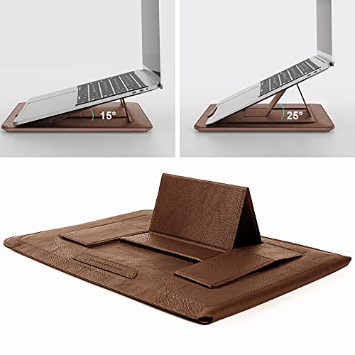 Nillkin Laptop Sleeve 13 inch (3-in-1), MacBook Sleeve with Adjustable Stand & Mouse Pad, 2 Stand Modes, 13 inch Laptop Case, Slim MacBook Accessories for Samsung/Surface/Chromebook/HP 12-14'', Brown - color: Brown
