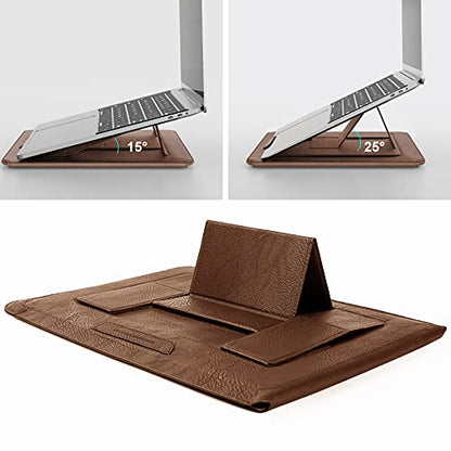 Nillkin Laptop Sleeve 13 inch (3-in-1), MacBook Sleeve with Adjustable Stand & Mouse Pad, 2 Stand Modes, 13 inch Laptop Case, Slim MacBook Accessories for Samsung/Surface/Chromebook/HP 12-14'', Brown - color: Brown