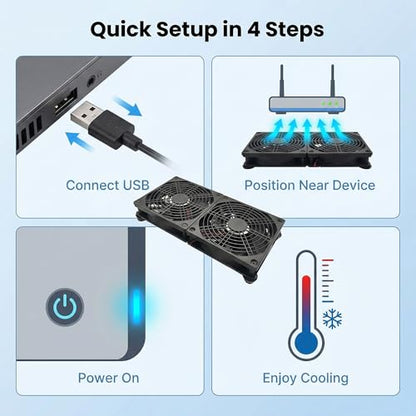 SV12025S05 Dual 120mm USB 5V 3-Speed Equipment Cooling Fan | For routers, receivers, DVRs and game consoles. Dual-fan set with adjustable speed for equipment cooling.