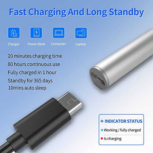 Stylus Pen for HP Envy X360 Pavilion X360 Specter X360 Spectre X2 Envy X2 Rechargeable MPP 2.0 Tilt Active Pen with 4096 Pressure Sensitivity, Palm Rejection, Magnetic Attachment Function, Silver