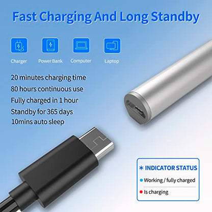 Stylus Pen for HP Envy X360 Pavilion X360 Specter X360 Spectre X2 Envy X2 Rechargeable MPP 2.0 Tilt Active Pen with 4096 Pressure Sensitivity, Palm Rejection, Magnetic Attachment Function, Silver